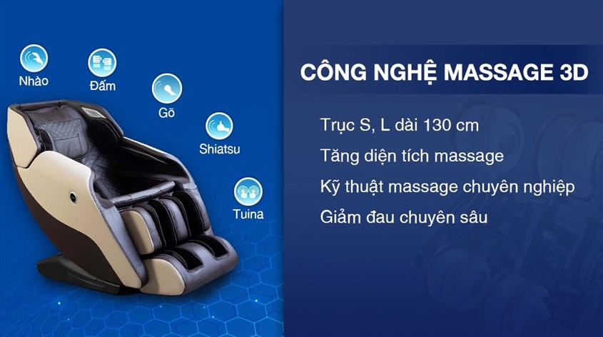 Ghế Massage Fuji Care FC 379 với công nghệ massage 3D hiện đại giúp giảm đau nhức hiệu quả