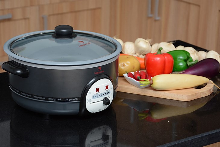 Nồi lẩu điện Happycook HCHP-300A 2.8 lít có tông màu xám trang nhã, tăng tính thẩm mỹ cho không gian bếp