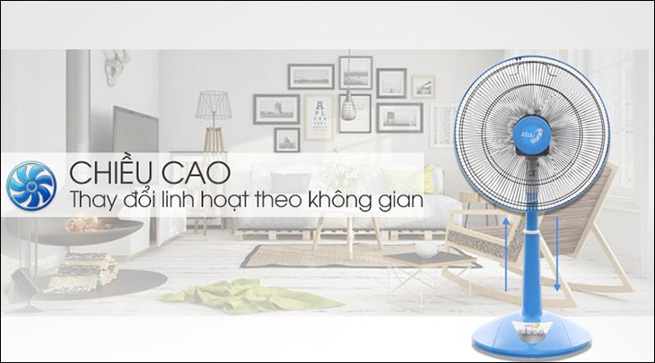 Quạt lửng Asia A16019 xanh lam được ưa chuộng nhờ khả năng điều chỉnh độ cao linh hoạt