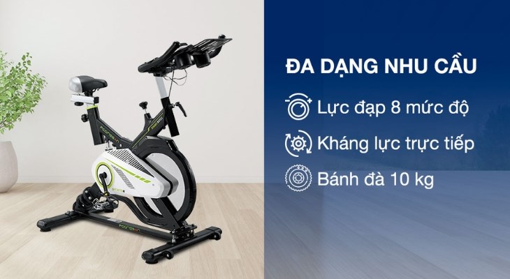 Với trang bị kháng lực trực tiếp, xe đạp tập thể dục Poongsan có khả năng kháng lực chính xác và hiệu quả hơn