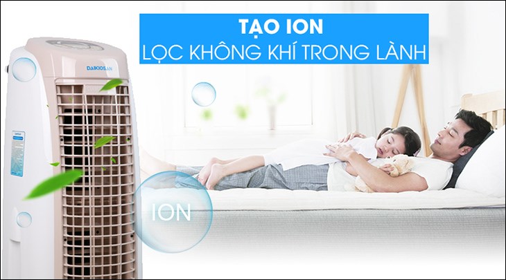 Quạt điều hoà Daikiosan DKA-02500B có thể loại bỏ bụi bẩn hiệu quả nhờ tính năng tạo ion âm