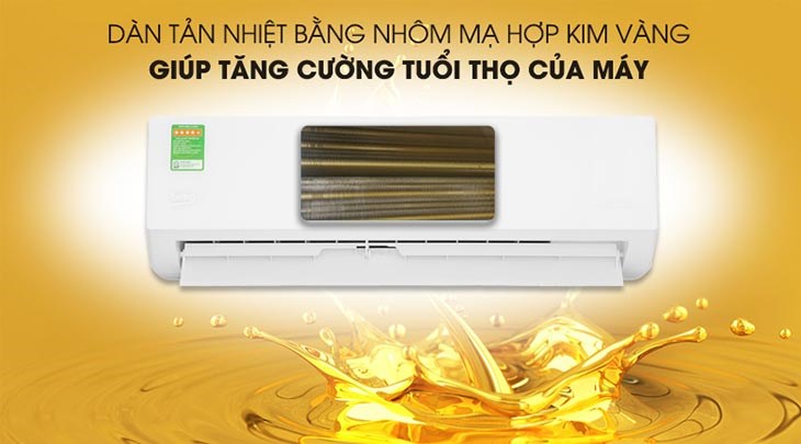 Máy lạnh Beko Inverter 1.5 HP RSVC12VT trang bị dàn tản nhiệt bằng nhôm mạ hợp kim vàng bền bỉ