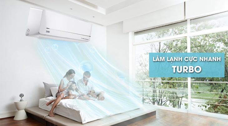 Máy lạnh Beko Inverter 1.5 HP RSVC12VS trang bị chức năng Turbo làm lạnh phòng cực nhanh chóng