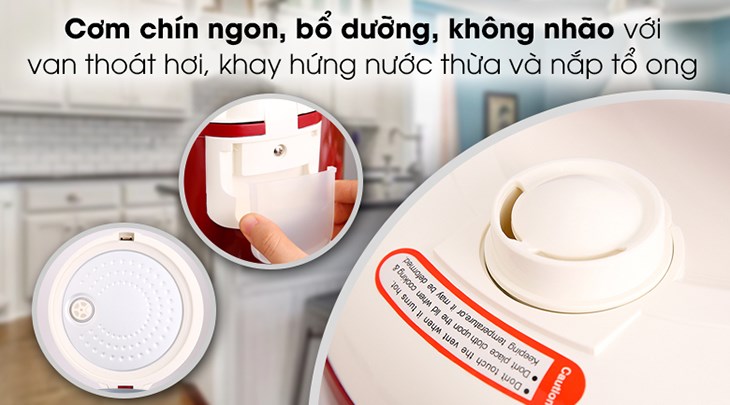 Nồi cơm nắp gài Kangaroo 1.8 lít KG378H được trang bị van thoát hơi nước thông minh cho cơm bổ dưỡng, hạn chế nhão