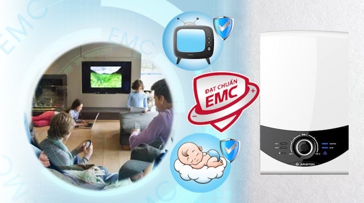 Máy nước nóng trực tiếp Ariston 4500W AURES SMC45PE SBS VN với tương thích điện từ EMC giúp bảo vệ sức khoẻ cho gia đình bạn