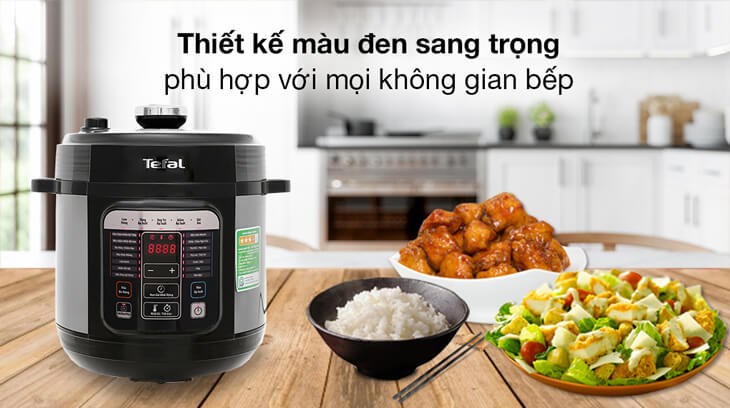 Nồi áp suất điện Tefal CY601868 6 lít có thiết kế sang trọng, phù hợp với mọi không gian bếp