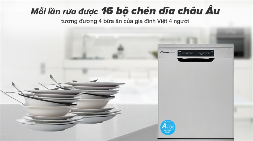 Máy rửa chén âm tủ Candy CDPN 4D620PX/E có công suất 2150W giúp rửa sạch chén dĩa nhà bạn tốt hơn