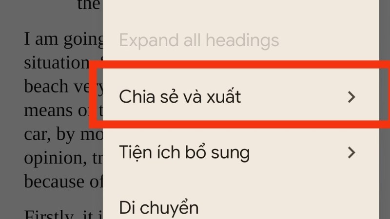 Chọn Chia sẻ và xuất 