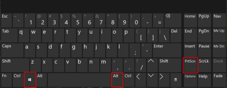 Nhấn giữ tổ hợp phím Windows + Alt + PrtSc