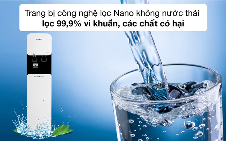 Máy lọc nước Nano nóng lạnh Cuckoo CP-FN601SW 4 lõi sử dụng màng lọc NF có thể lọc sạch 99.9% vi khuẩn, virus, kim loại nặng, các chất có hại