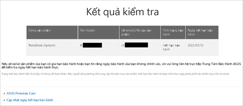 Bạn có thể kiểm tra thông tin bảo hành của laptop ngay lúc này