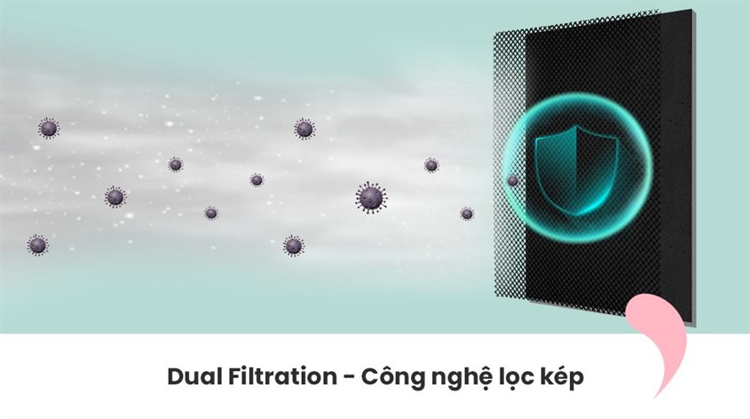 Dual Filtration - Công nghệ lọc kép đảm bảo không khí luôn trong lành, tươi mát.