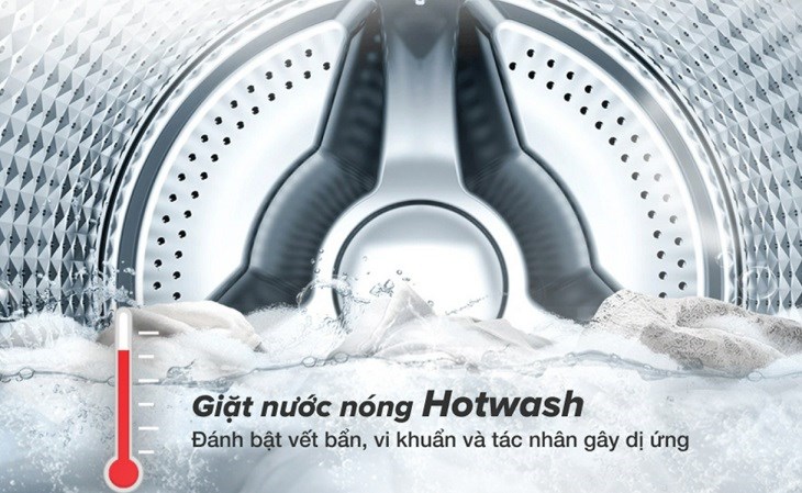 Máy giặt Samsung Inverter 8kg WW80T3020WW/SV trang bị công nghệ giặt nước nóng Hot Wash giúp diệt khuẩn và chất gây dị ứng tối ưu