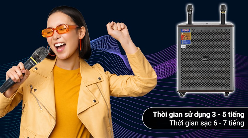 Loa kéo karaoke SuYang X-158B 850W phải sạc 6 - 7 tiếng để dùng trong khoảng 3 - 5 giờ