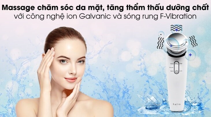 Máy massage mặt Halio Ion Cleansing & Moisturizing với công nghệ ion Galvanic giúp tăng khả năng thẩm thấu dưỡng chất trên da