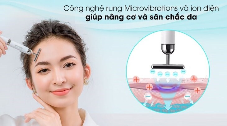 Máy massage mặt Lifetrons EM-500 được trang bị công nghệ rung Microvibrations và ion điện giúp thúc đẩy lưu thông mạch máu dưới da