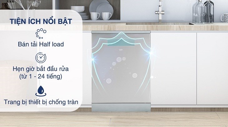 Tính năng bán tải Half Load trên máy rửa chén độc lập Beko DEN48520X