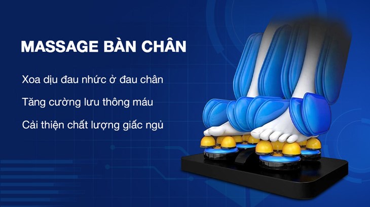 Ghế massage remote cảm ứng  Daikiosan DKGM-30002 được trang bị chế độ massage bàn chân, giúp bạn cải thiện sức khỏe tinh thần và giấc ngủ