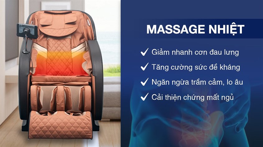 Ghế Massage Makano MKGM-0001D sử dụng chế độ massage nhiệt mang đến giấc ngủ ngon hơn