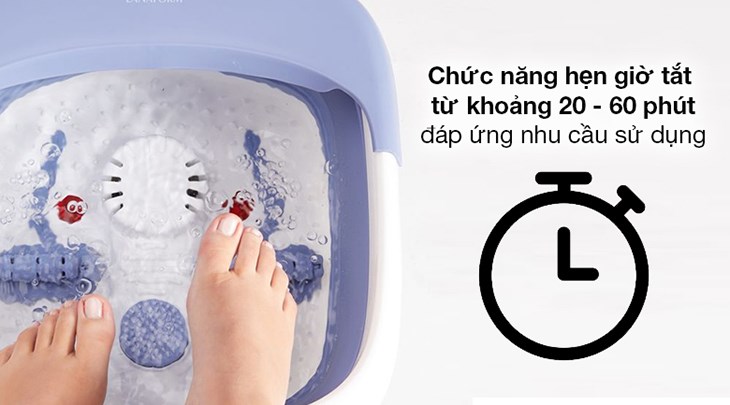 Bồn ngâm massage chân Lanaform LA110416 được tích hợp chức năng hẹn giờ tắt 20 - 60 phút 