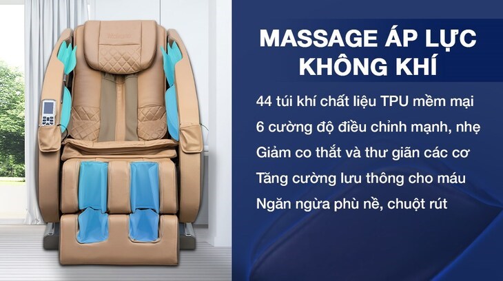 Ghế Massage Makano MKGM-30002 tích hợp túi khí ở vùng đầu gối giúp tăng hiệu quả massage