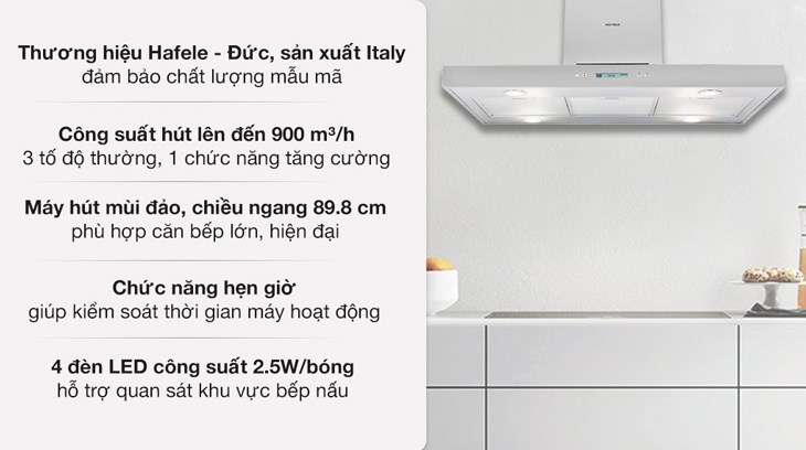 Máy hút mùi đảo Hafele HH-IS90A (539.81.715) được bán với giá 24.900.000 đồng (cập nhật 08/2023 và có thể thay đổi theo thời gian)