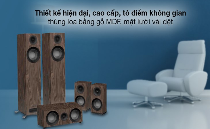 Bộ loa Jamo S805 HCS Walnut 400W thiết kế hiện đại, tạo lập âm thanh tốt