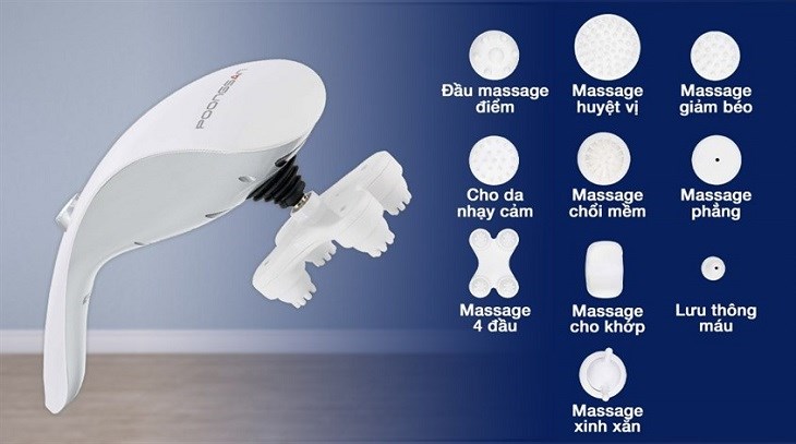 Máy massage cầm tay Poongsan MHP-025 có 10 đầu massage giúp massage toàn thân hiệu quả