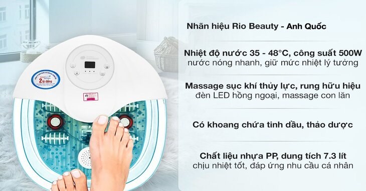 Bồn ngâm massage chân Rio Beauty FTBH5-EU giúp người dùng vừa ngâm chân vừa massage thư giãn 