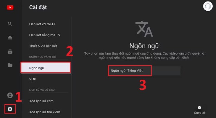 Điều chỉnh lại ngôn ngữ tiếng Việt trên YouTube