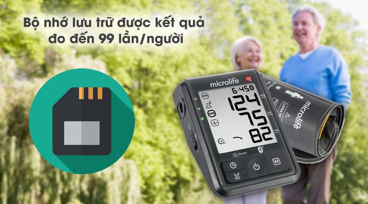 Máy đo huyết áp tự động Microlife B6 Advanced có bộ nhớ lưu trữ kết quả của 99 lần đo trước