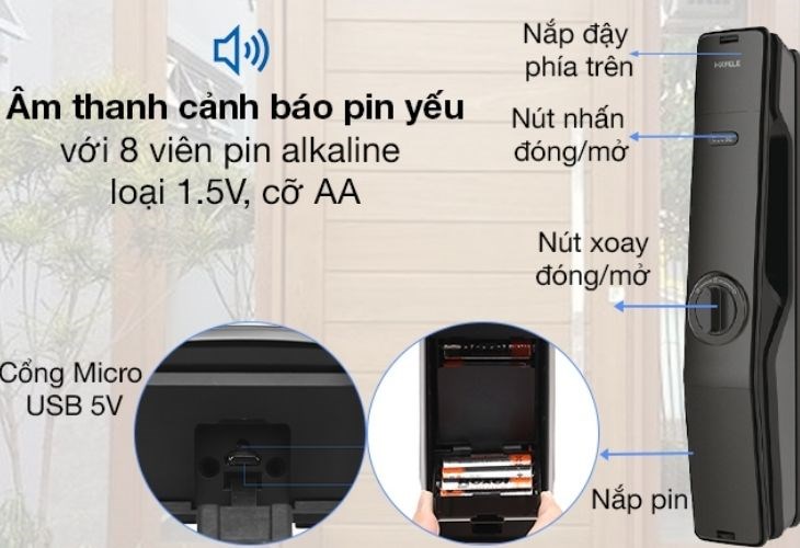 Âm thanh báo pin yếu của khóa điện tử Hafele PP9000 (912.05.691) giúp người dùng thay pin kịp thời