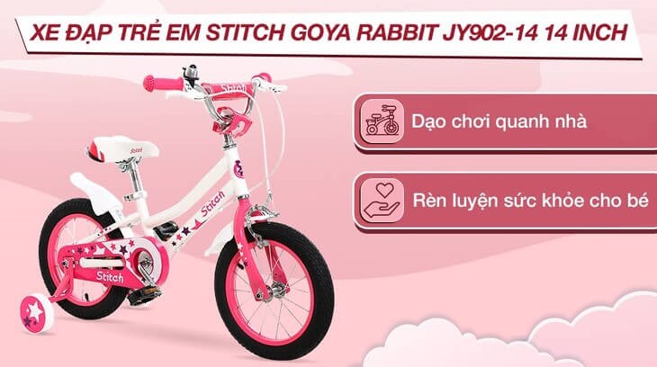 Xe đạp trẻ em Stitch Goya Rabbit JY902-16 16 inch với khung sườn thép cứng cáp, bền bỉ 