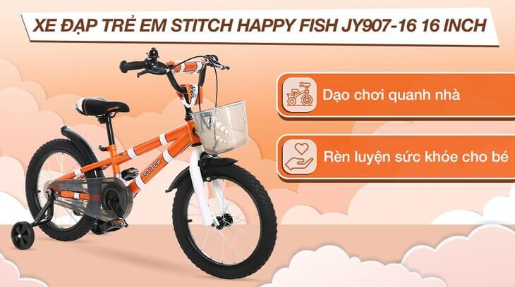 Xe đạp trẻ em Stitch Happy Fish JY907-16 16 inch nổi bật với thiết kế độc đáo