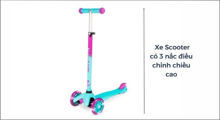 Bạn có thể điều chỉnh chiều cao của xe scooter Zipper Zycom 212-357 sao cho phù hợp với ngoại hình của bé