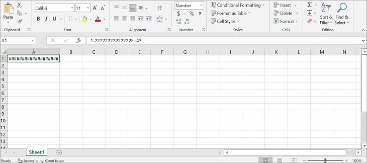 Các dữ liệu số quá dài trong Excel sẽ bị chuyển thành ### 