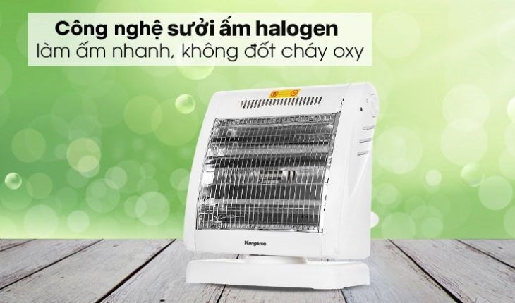 Quạt sưởi halogen Kangaroo KG1018C được trang bị công nghệ sưởi halogen giúp làm ấm nhanh chóng và an toàn