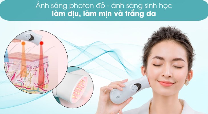 Ánh sáng Photon trên máy massage nâng cơ và cải thiện sắc tố da Lifetrons EP-400 giúp làm mịn và sáng da