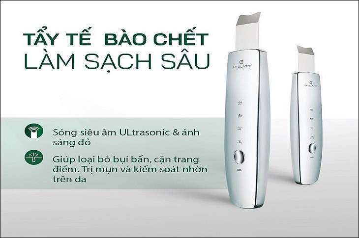 Máy massage đẩy tinh chất và tẩy tế bào chết Dr.Glatt ULTRAS 2.0 giúp làm sạch sâu và loại bỏ các bụi bẩn trên da mặt