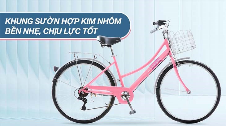 Xe đạp đường phố cổ điển City Phoenix YUMO 26 inch sở hữu khung sườn được chế tác từ hợp kim nhôm có thể chịu được tải trọng đến 70kg