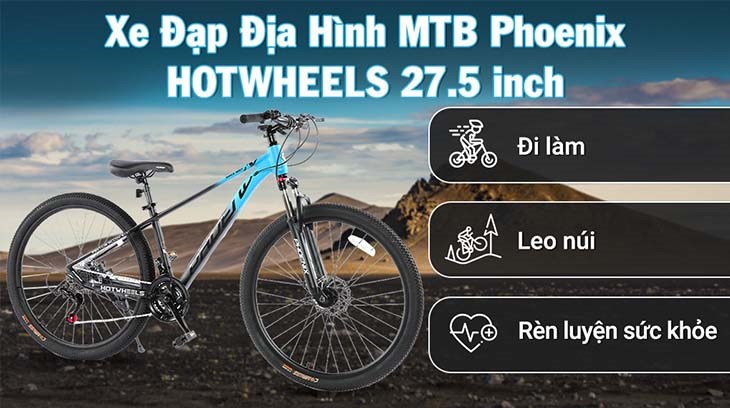 Xe Đạp Địa Hình MTB Phoenix HOTWHEELS 27.5 inch phù hợp với những ai thích đạp xe rèn luyện sức khỏe, leo núi 