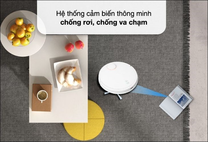 Robot hút bụi lau nhà Xiaomi Vacuum S10 có cảm biến chống rơi nằm ở phía dưới vô cùng tiện lợi