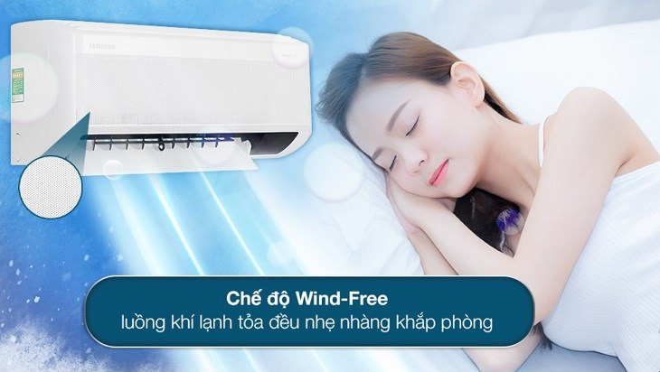 Chế độ Wind-Free trên máy lạnh Samsung Inverter 1 HP AR10CYHAAWKNSV hỗ trợ hơi lạnh lan tỏa đều khắp phòng