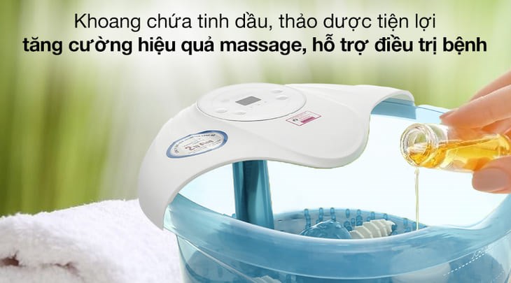 Bồn ngâm massage chân Rio Beauty FTBH5-EU có khoang chứa để đựng các loại tinh dầu, thảo dược, muối ngâm chân.