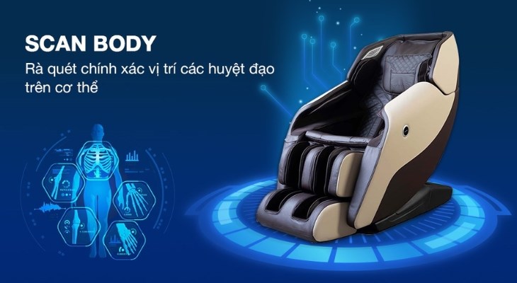 Công nghệ Scan body trên ghế massage Fuji Care FC 379 giúp dò tìm huyệt đạo chính xác, gia tăng hiệu quả massage cho người dùng