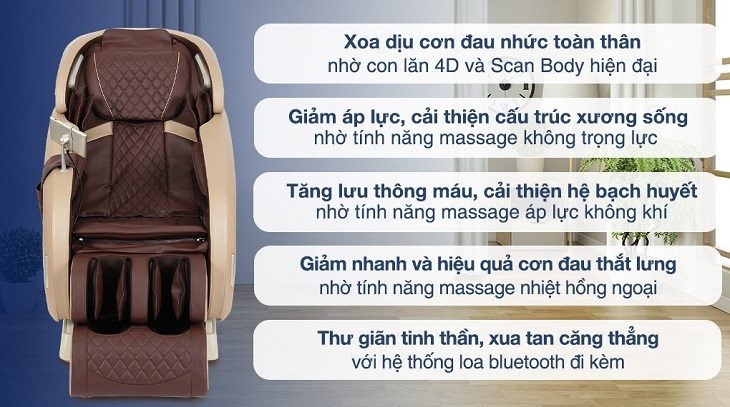 Chế độ massage không trọng lực trên ghế massage Airbike Sport MK-327 giúp giảm đi được những cơn đau nhức hiệu quả và tăng cường quá trình lưu thông máu