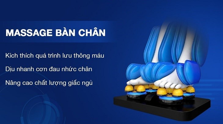 Ghế massage Fuji Luxury FJ 999L được trang bị tính năng massage bàn chân, giúp giảm cơn đau nhức chân khi mang giày cao gót thời gian dài