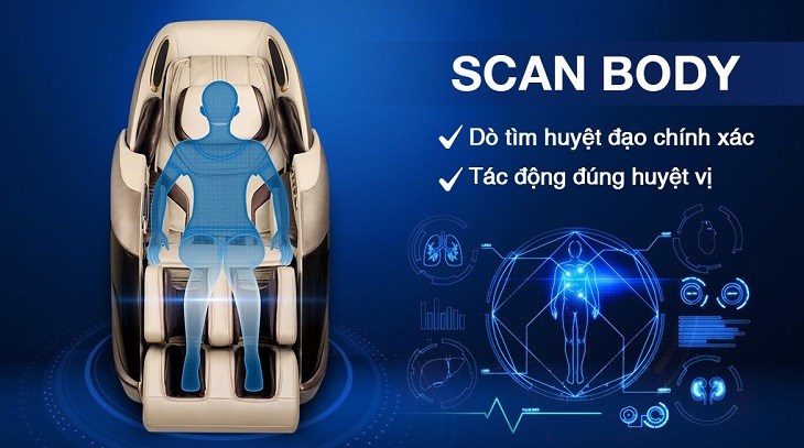 Tính năng Scan Body trên ghế massage Daikiosan DVGM-30003N giúp nâng cao hiệu quả massage và tạo cảm giác thư giãn cho cơ thể