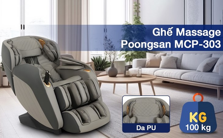 Ghế massage Poongsan MCP-303 được làm từ da PU cao cấp, mang lại cảm giác mềm mịn hơn cho bạn khi ngồi