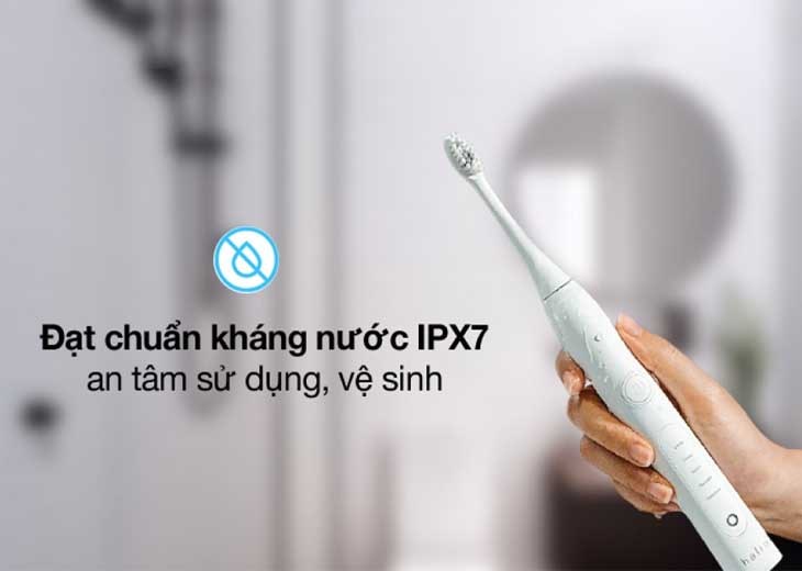 Bàn chải điện Halio trang bị chống nước đạt chuẩn IPX7 có thể ngâm trong nước dưới độ sâu 1 mét trong 30 phút